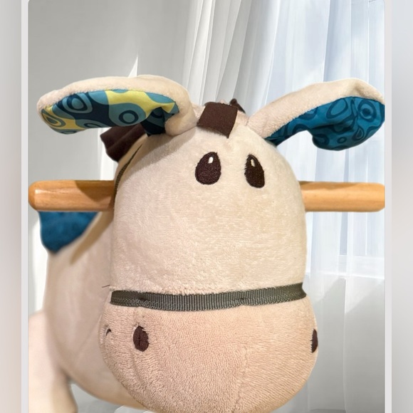 Plush Rocking Horse Toy - Cream and Blue - Picture 7 of 16